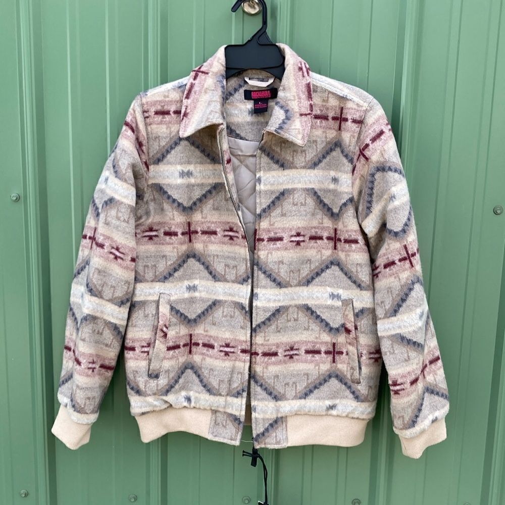 Rock&Roll Denim Zip Jacket Coat Southwestern Cowgirl Western Size L